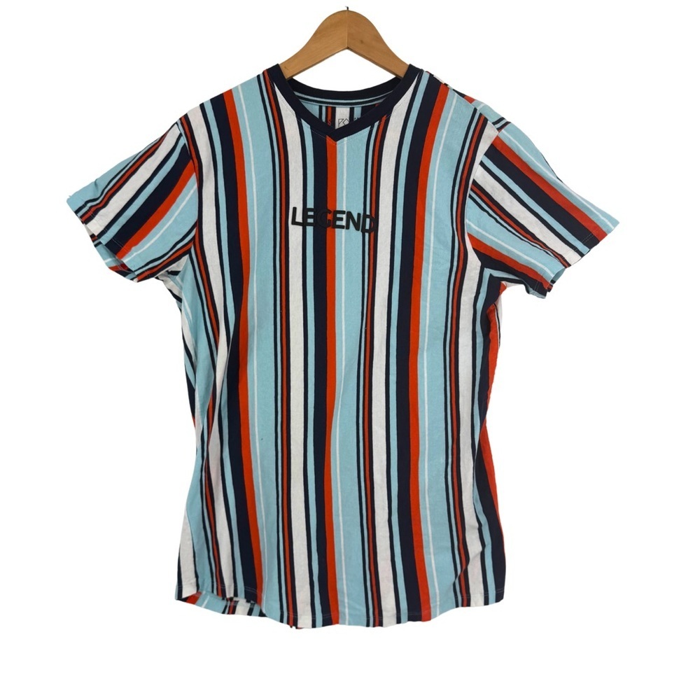 Vox Populi For the People 100% Cotton Legend Striped V-Neck T-Shirt, M - Picture 2 of 5